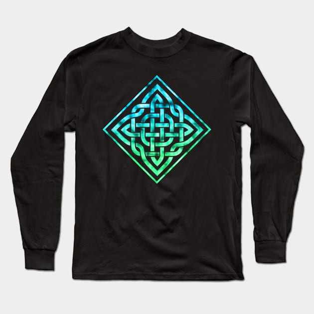 Celtic Knot Blue Green Long Sleeve T-Shirt by surfsprite